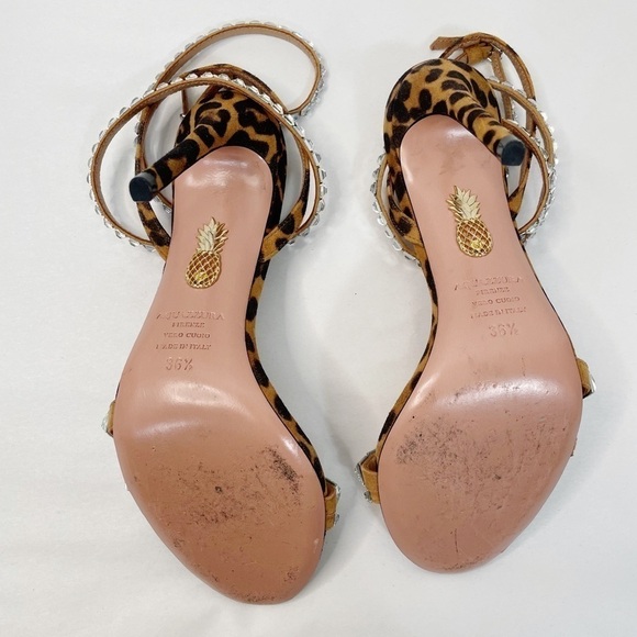 Aquazzura So Vera 105 Crystal Embellished Leopard Heels - Picture 6 of 9